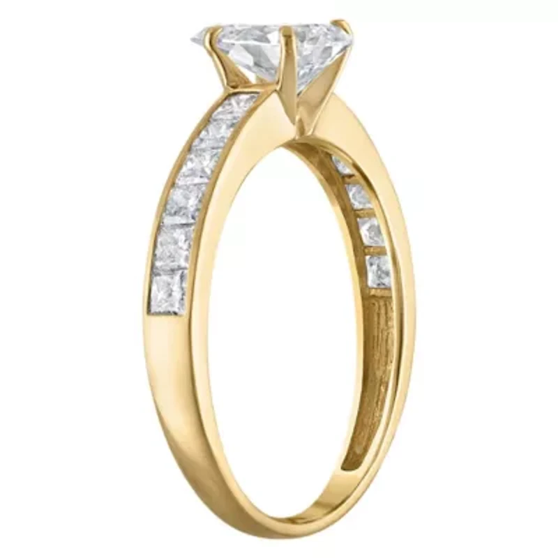 Lab Created 14k Yellow Gold cttw Lab-Grown Diamond Pear Engagement Ring