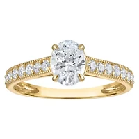 Lab Created 14k Yellow Gold 1.35 cttw Lab-Grown Diamond Oval Engagement Ring