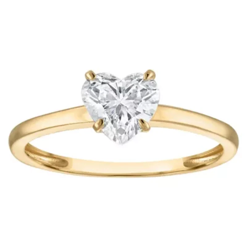 Lab Created 14k Yellow Gold 1 cttw Lab-Grown Diamond Heart Solitaire Ring