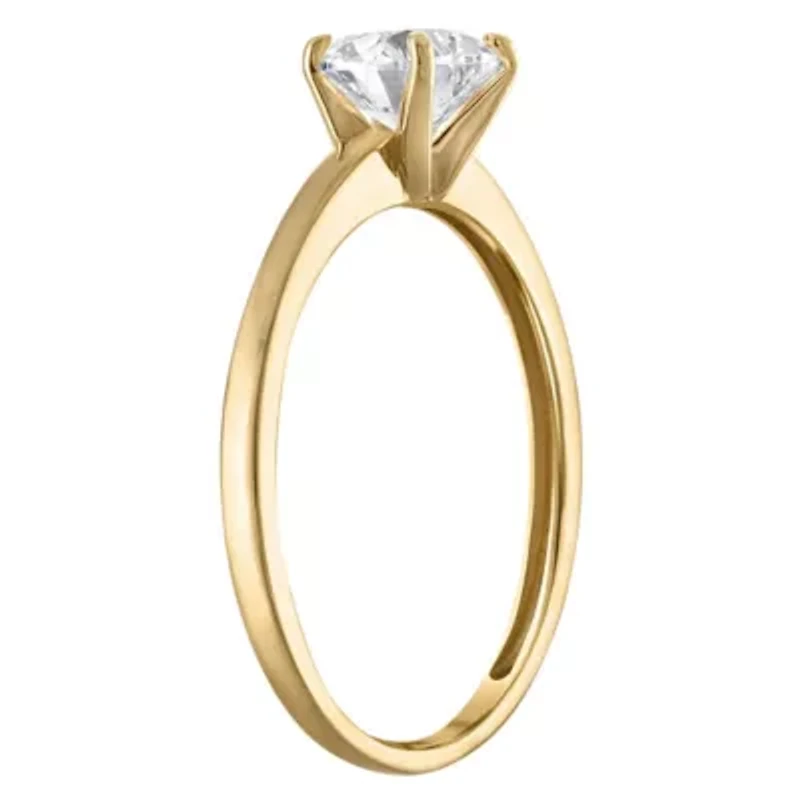 Lab Created 14k Yellow Gold 1 cttw Lab-Grown Diamond Heart Solitaire Ring
