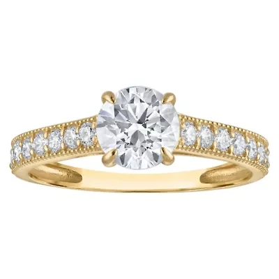 Lab Created 14k Yellow Gold cttw Lab-Grown Diamond Round Engagement Ring