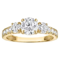 Lab Created 14k Yellow Gold cttw Lab-Grown Diamond 3-Stone Round Engagement Ring