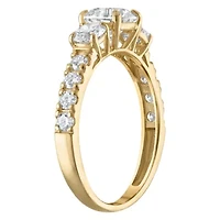 Lab Created 14k Yellow Gold cttw Lab-Grown Diamond 3-Stone Round Engagement Ring