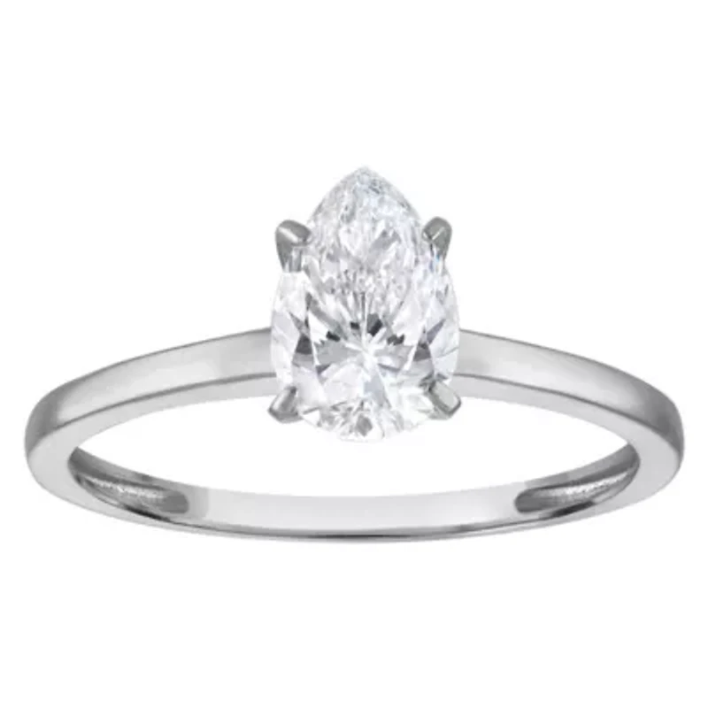 Lab Created 14k Gold 1 cttw Lab-Grown Diamond Pear Solitaire Ring