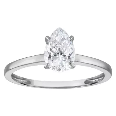 Lab Created 14k Gold 1 cttw Lab-Grown Diamond Pear Solitaire Ring