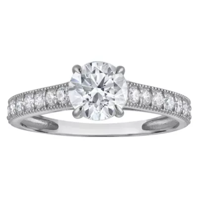 Lab Created 14k Gold cttw Lab-Grown Diamond Round Engagement Ring
