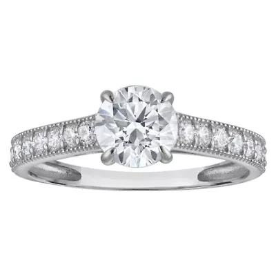 Lab Created 14k Gold cttw Lab-Grown Diamond Round Engagement Ring