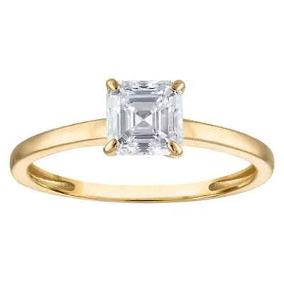 Lab Created 14k Yellow Gold 1 cttw Lab-Grown Diamond Asscher Cut Solitaire Ring