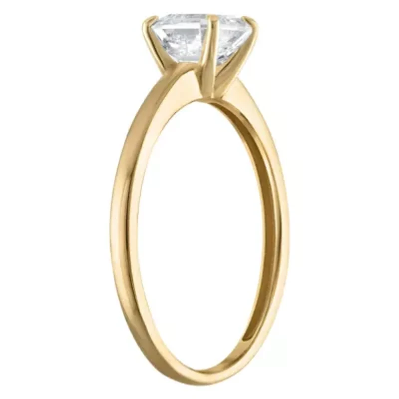 Lab Created 14k Yellow Gold 1 cttw Lab-Grown Diamond Asscher Cut Solitaire Ring