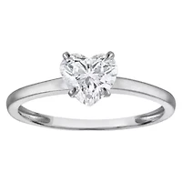 Lab Created 14k Gold 1 cttw Lab-Grown Diamond Heart Solitaire Ring