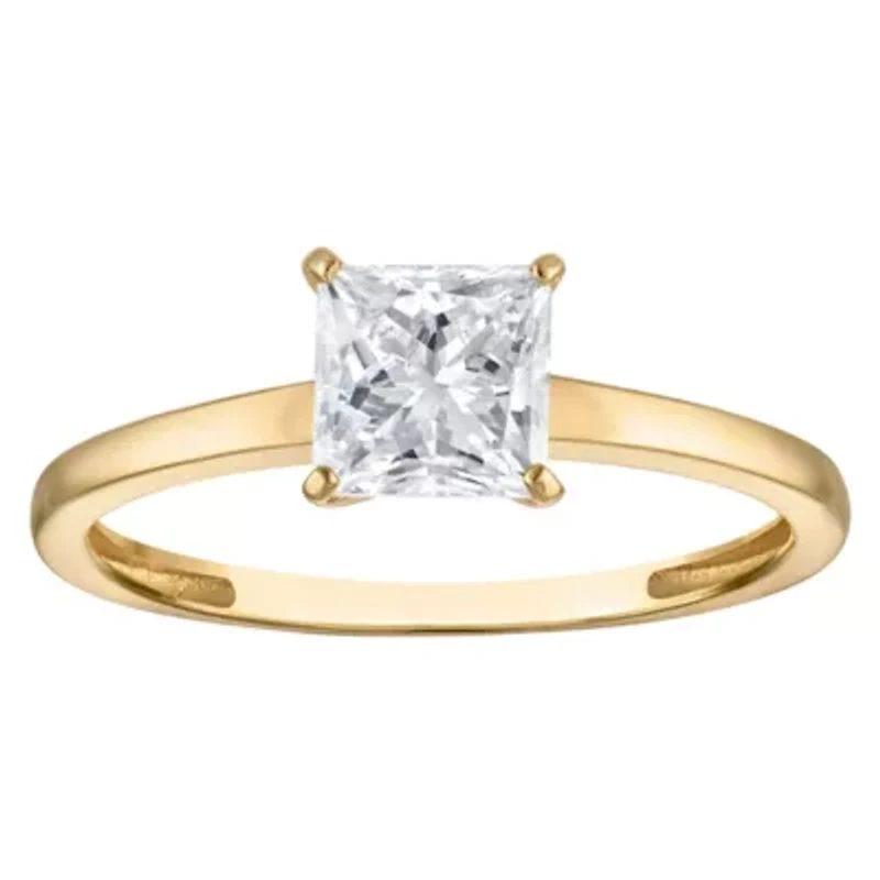 Lab Created 14k Yellow Gold 1 cttw Lab-Grown Diamond Princess Solitaire Ring
