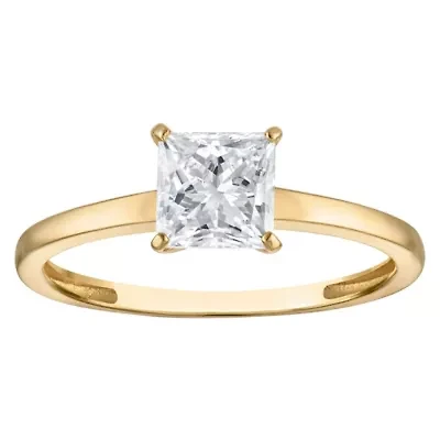 Lab Created 14k Yellow Gold 1 cttw Lab-Grown Diamond Princess Solitaire Ring