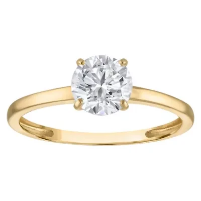 Lab Created 14k Yellow Gold cttw Lab-Grown Diamond Round Solitaire Ring
