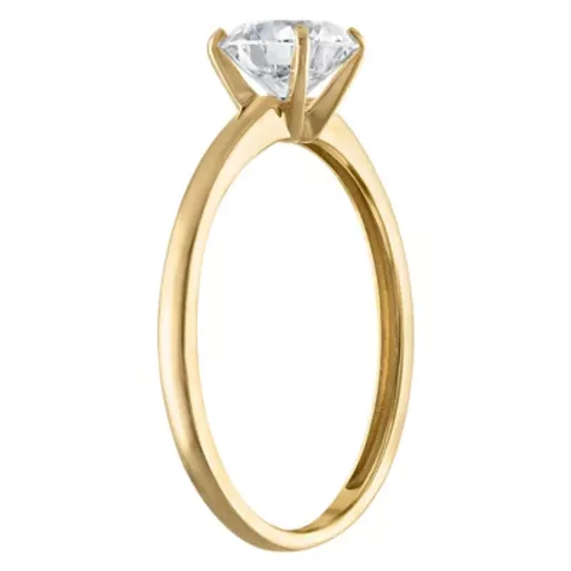 Lab Created 14k Yellow Gold cttw Lab-Grown Diamond Round Solitaire Ring