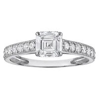 Lab Created 14k Gold 1.35 cttw Lab-Grown Diamond Asscher Cut Engagement Ring