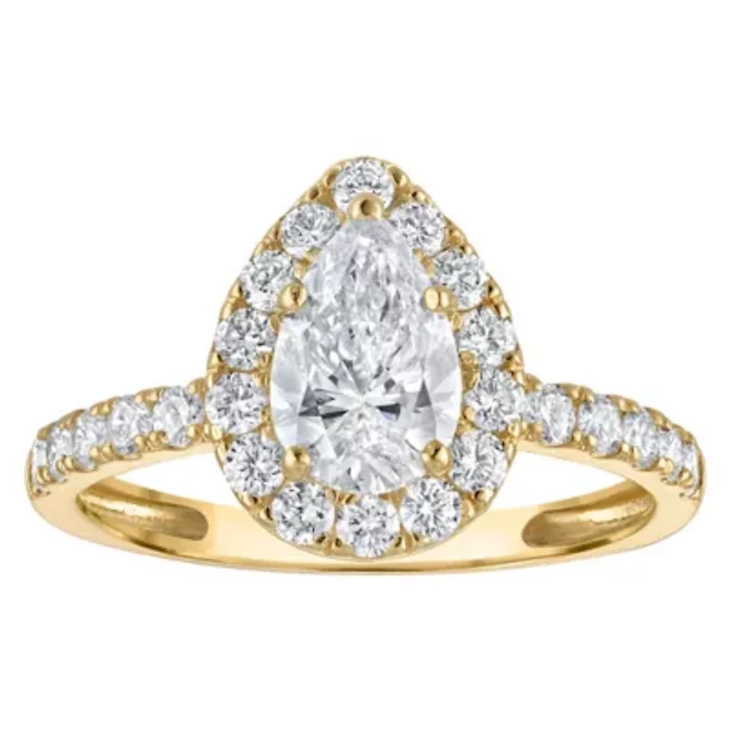 Lab Created 14k Yellow Gold cttw Lab-Grown Diamond Pear Engagement Ring