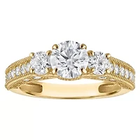 Lab Created 14k Yellow Gold 2 cttw Lab-Grown Diamond 3-Stone Round Engagement Ring
