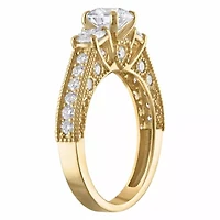 Lab Created 14k Yellow Gold 2 cttw Lab-Grown Diamond 3-Stone Round Engagement Ring