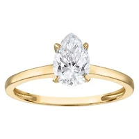 Lab Created 14k Yellow Gold 1 cttw Lab-Grown Diamond Pear Solitaire Ring
