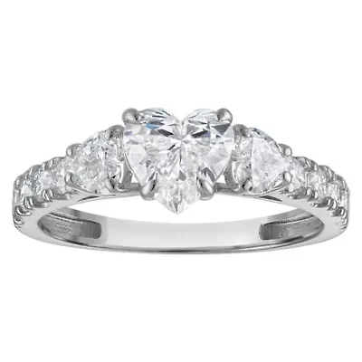 Lab Created 14k Gold 1.8 cttw Lab-Grown Diamond 3-Stone Heart Engagement Ring