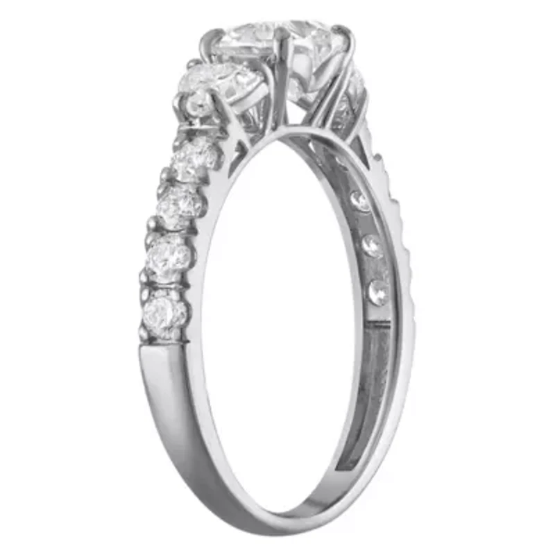 Lab Created 14k Gold 1.8 cttw Lab-Grown Diamond 3-Stone Heart Engagement Ring
