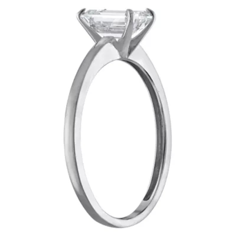 Lab Created 14k Gold 1 cttw Lab-Grown Diamond Emerald Solitaire Ring