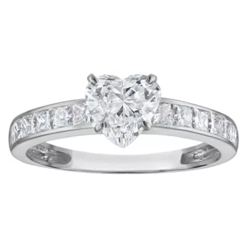 Lab Created 14k Gold 1.75 cttw Lab-Grown Diamond Heart Engagement Ring