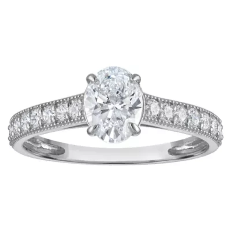 Lab Created 14k Gold 1.35 cttw Lab-Grown Diamond Oval Engagement Ring