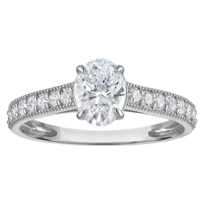 Lab Created 14k Gold 1.35 cttw Lab-Grown Diamond Oval Engagement Ring
