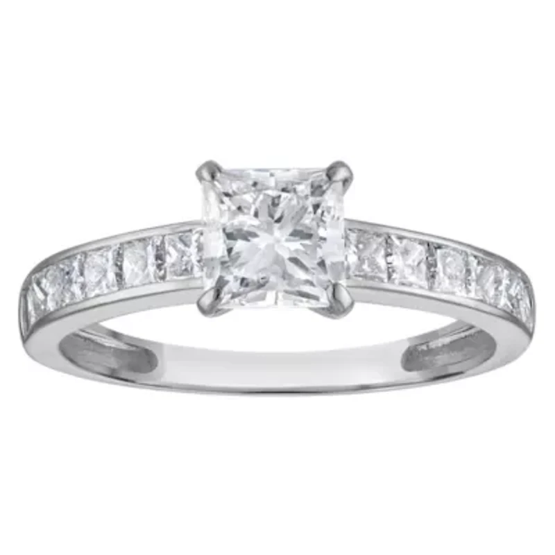 Lab Created 14k Gold cttw Lab-Grown Diamond Princess Engagement Ring