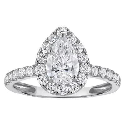 Lab Created 14k White Gold 1.7 cttw Lab-Grown Diamond Pear Engagement Ring