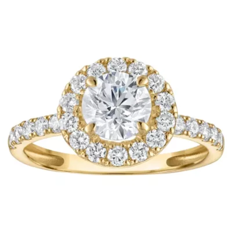 Lab Created 14k Yellow Gold cttw Lab-Grown Diamond Round Engagement Ring