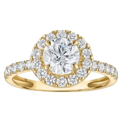 Lab Created 14k Yellow Gold cttw Lab-Grown Diamond Round Engagement Ring