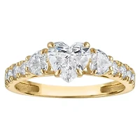 Lab Created 14k Yellow Gold 1.8 cttw Lab-Grown Diamond 3-Stone Heart Engagement Ring