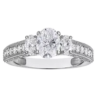 Lab Created 14k Gold 2 cttw Lab-Grown Diamond 3-Stone Oval Engagement Ring