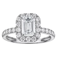 Lab Created 14k Gold cttw Lab-Grown Diamond Emerald Engagement Ring