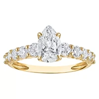 Lab Created 14k Yellow Gold cttw Lab-Grown Diamond Pear Engagement Ring