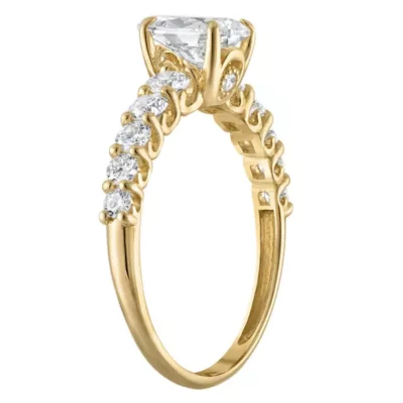 Lab Created 14k Yellow Gold cttw Lab-Grown Diamond Pear Engagement Ring