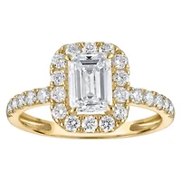 Lab Created 14k Yellow Gold cttw Lab-Grown Diamond Emerald Engagement Ring