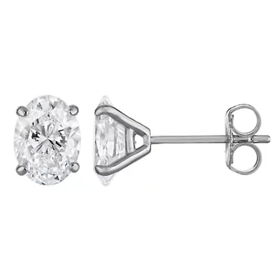 Lab Created 14K 2Ct Grown Diamond Oval Cut Earrings