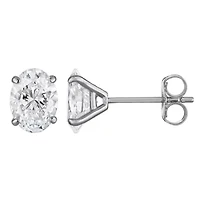 Lab Created 14K 2Ct Grown Diamond Oval Cut Earrings