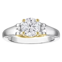 Lab Created Platinum Plated Silver Moissanite Ring