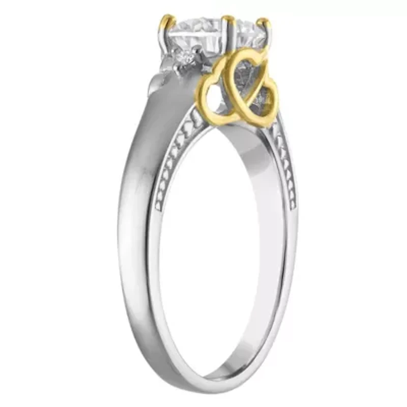 Lab Created Platinum Plated Silver Moissanite Ring