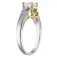 Lab Created Platinum Plated Silver Moissanite Ring