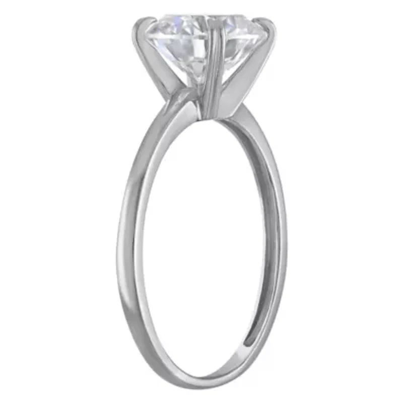 Lab Created 14K Gold 2 CT Round Cut Moissanite Solitaire Ring