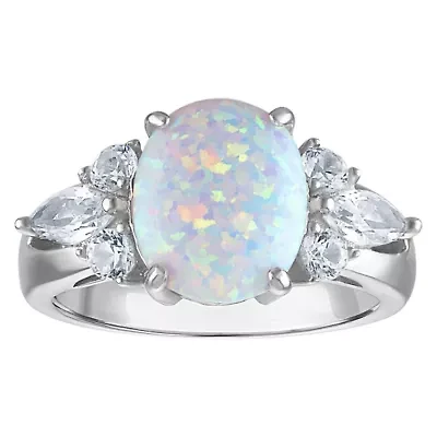 Lab Created Sterling Silver Opal Ring