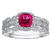 Sterling Silver Pink Topaz 3 Piece Ring Set