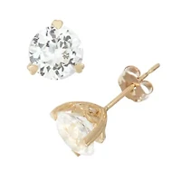 10K Gemstone And Diamond Accent Earrings