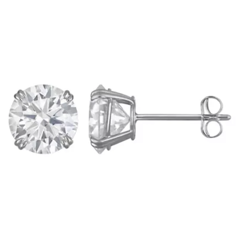Lab Created 14K Gold CT Round Cut Moissanite Solitaire Stud Earrings