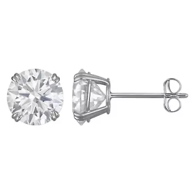 Lab Created 14K Gold CT Round Cut Moissanite Solitaire Stud Earrings
